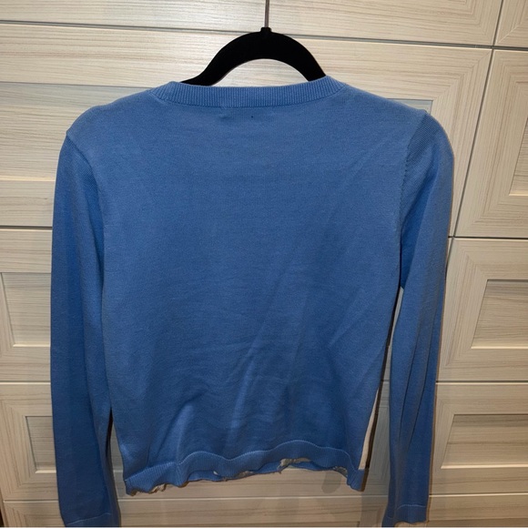 Alice + Olivia Connie Poodle Intarsia Sweater Sky Blue Small - Picture 7 of 13